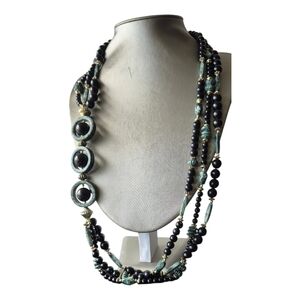 Vintage Black and Gold Beaded Necklace
